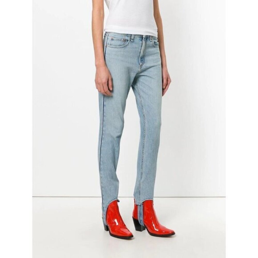 Rag & Bone Jean High Rise Pinebox Olivia Stirrup Jeans Light Wash SZ 29 $295 New